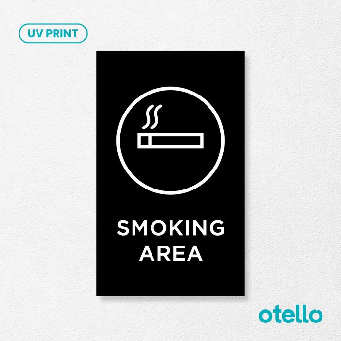 Gambar Smoking Area | Sign Board Akrilik Modern | Papan Penanda Akrilik - Dasar Hitam, 12 x 20 cm dari Otello Studio undefined Tokopedia