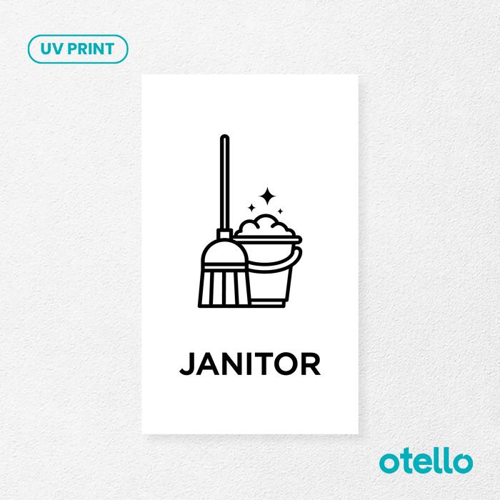 Gambar Sign Papan Nama Ruang Janitor | Papan Tanda Label Akrilik Sign Board - Dasar Putih, 12 x 20 cm dari Otello Studio undefined Tokopedia