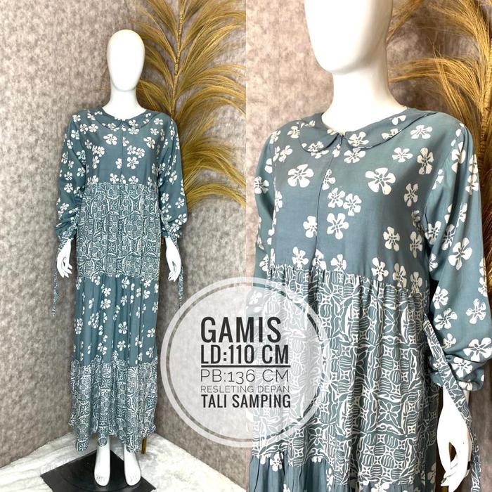 Gambar LONGDRESS CLARA BY BATIK HALUS NYAH-NYOH BATIK PEKALONGAN - Abu-abu dari ascostore_NEW undefined Tokopedia