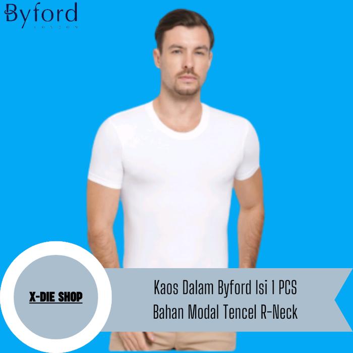 Gambar Kaos Dalam BYFORD isi 1 Pcs Bahan Modal Tencel Super Soft Hitam Putih - Putih, S dari X-Die Shop undefined Tokopedia