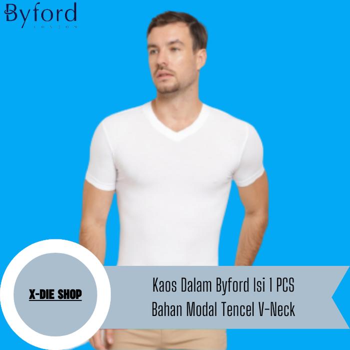 Gambar Kaos Dalam BYFORD isi 1 Pcs Bahan Modal Tencel Super Soft Putih Hitam - Putih, S dari X-Die Shop undefined Tokopedia