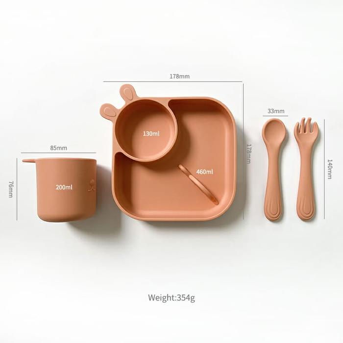 Gambar I.Q. BABY Silicone Feeding Set Plate, Cup, Spoon & Fork | Tempat Makan - Spanish Villa dari FELICA BABY SHOP undefined Tokopedia