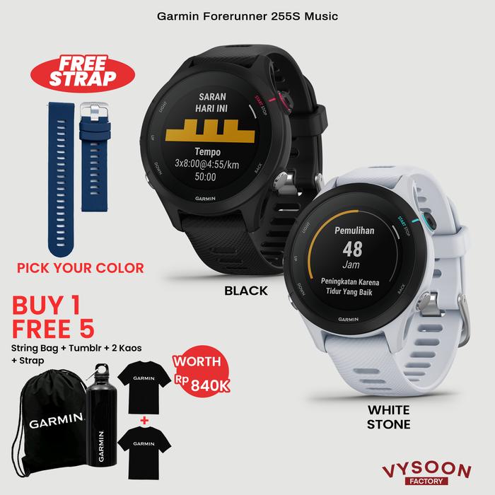 Gambar Garmin Forerunner 255S / FR 255S Music - Garansi Resmi TAM 2 Tahun - White Stone dari Doctor Strap undefined Tokopedia