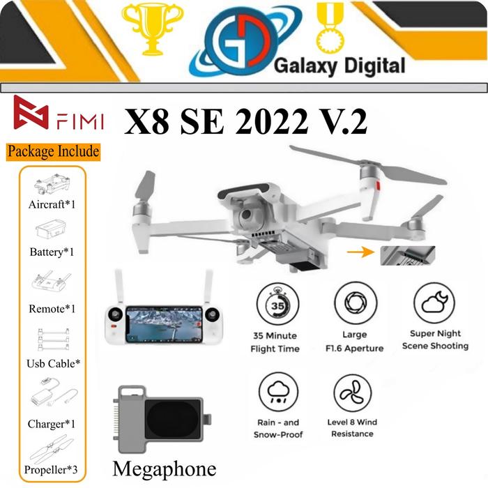 Gambar FIMI X8SE 2022 V2 Drone GPS 10KM 4k 48MP 3-axis Gimbal With Megaphone dari RaRa90_NEW undefined Tokopedia