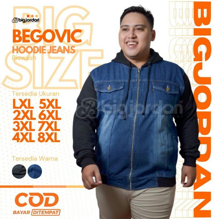 Gambar Jaket hoodie jeans pria big size M L XL 2XL 3XL 4XL 5XL 6XL 7XL 8XL - Begovic, XL dari Monggoh Store undefined Tokopedia
