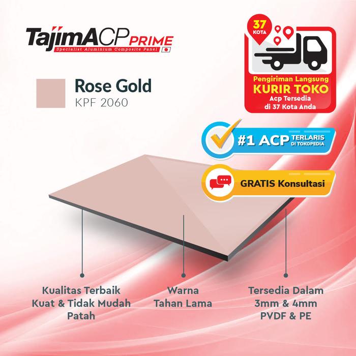 Gambar ACP Tajima Metalic Series PE 3mm x1220x2440 - Rose Gold dari Acp Alcopan undefined Tokopedia