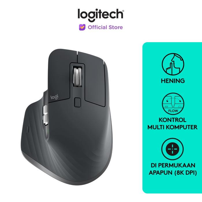 Gambar Mouse Logitech MX Master 3S Wireless Bluetooth Quiet Click 1000DPI - BLACK/GRAPHITE dari DBKlik Indonesia undefined Tokopedia