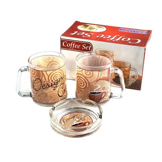 Gambar Brighton Coffee Set 2 Mug & 1 Asbak Kaca GM3663 - Design Cafe dari Brighton Tableware undefined Tokopedia