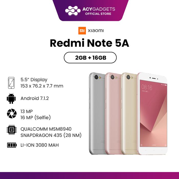 Jual XIAOMI REDMI NOTE 5A 2/16GB GARANSI RESMI TAM - Gold - Kota