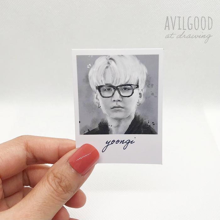 Gambar Sticker Mini Polaroid BTS Bangtan - by Avilgood at Drawing - Yoongi dari Avilgood at Drawing undefined Tokopedia