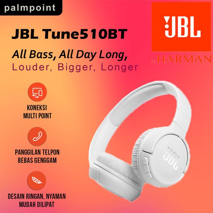 Gambar JBL Tune 510 BT Wireless Bluetooth Headset Orginal Garansi resmi IMS - Putih dari PalmPoint Store undefined Tokopedia