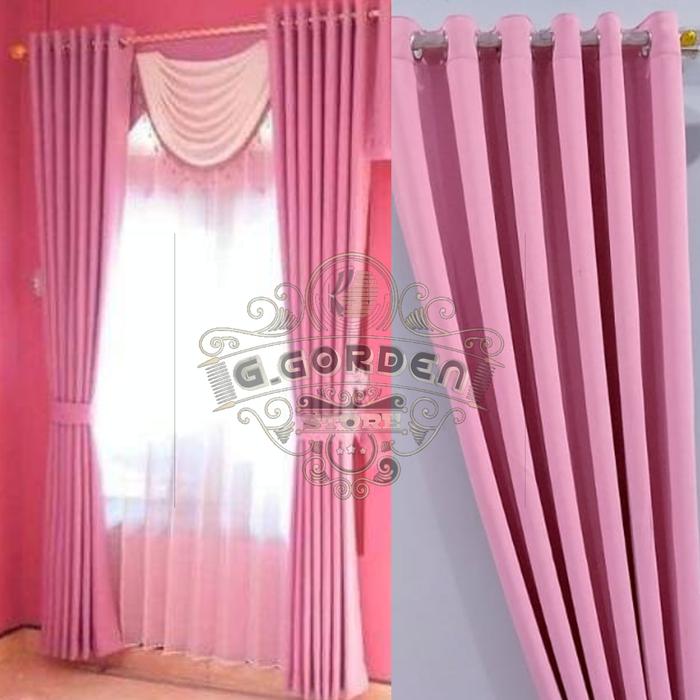 Gambar gorden jendela blackout minimalis/Gorden pintu kamar tidur - pink, L140cm x T260cm dari G_gorden store undefined Tokopedia