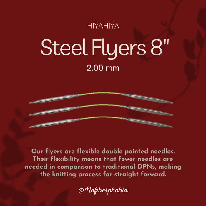 Gambar Jarum Rajut HiyaHiya Steel Flyers 8" / Flexible DPN 8" - 2.00 mm dari Nofiberphobia undefined Tokopedia