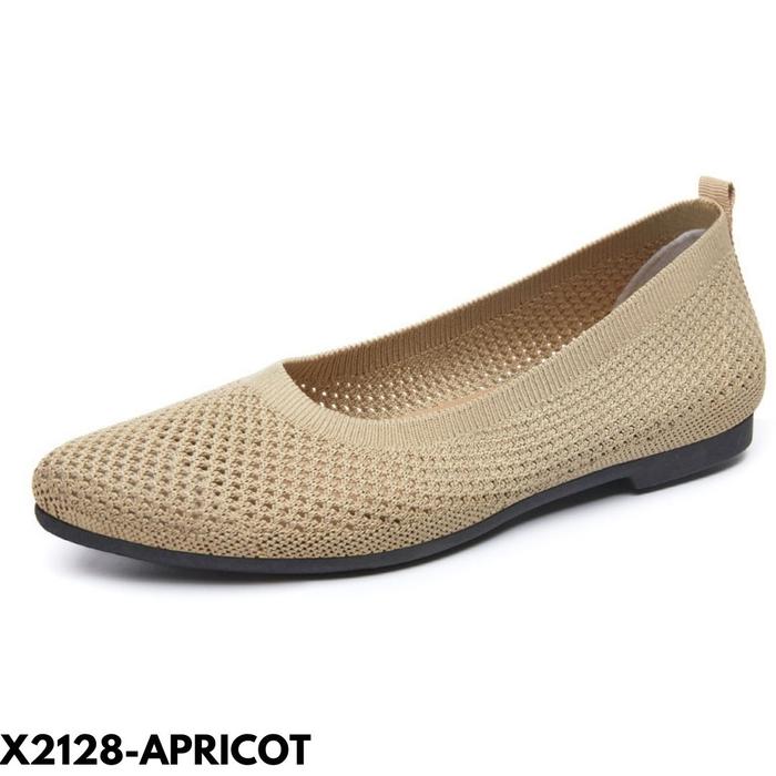 Gambar Flat Shoes Wanita Anti Panas Comfy Bahan Flyknit Breatable Import 2128 - APRICOT, 38 dari Original TPI undefined Tokopedia