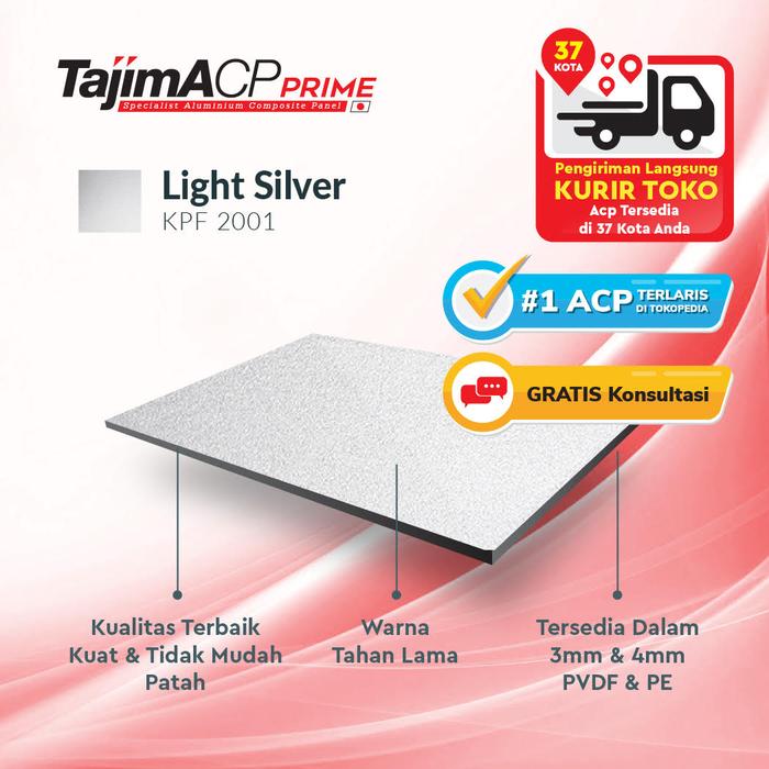 Gambar ACP Tajima Metalic Series PE 3mm x1220x2440 - Light Silver dari Acp Alcopan undefined Tokopedia