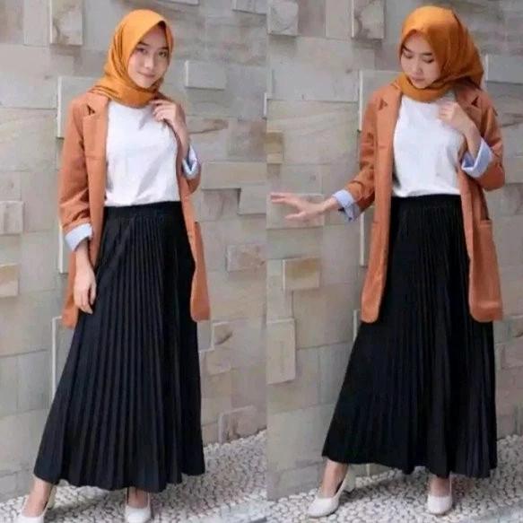 Gambar rok plisket premium - Hitam dari tiska shop 133 undefined Tokopedia