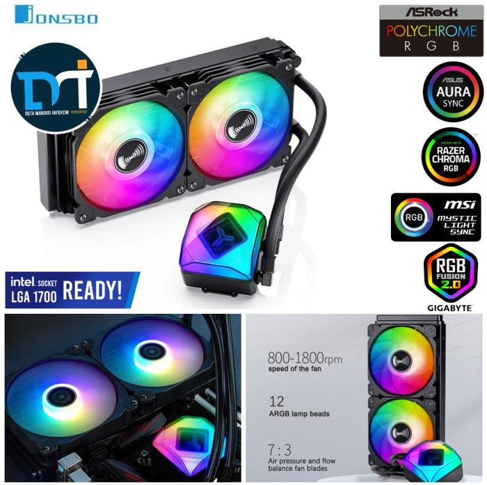 Gambar Jonsbo TW6 240 280 360 ARGB - AIO Liquid Water CPU Cooler Intel & AMD - Black Edition, 240mm dari Duta Mandiri Infokom Kota Administrasi Jakarta Pusat Tokopedia