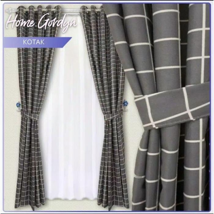 Gambar GORDEN PINTU DAN JENDELA MOTIF KOTAK - Hitam, L 110 x T 150 dari Home_Gordyn undefined 4 Tokopedia