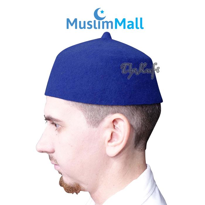 Gambar Kopiah Atau Peci Tarbus Marun Bahan Asli Wol Domba - Biru, L - No.10 (23") dari Muslim Mall undefined Tokopedia