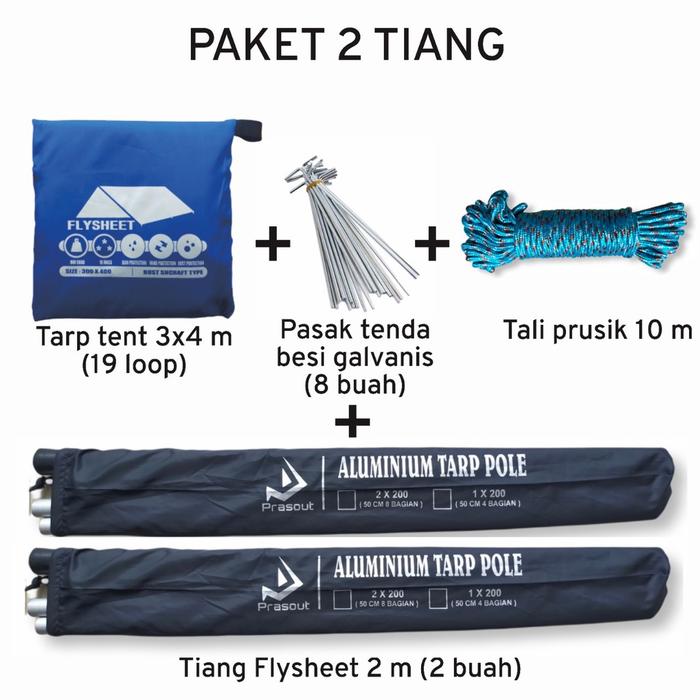 Gambar Paket Flysheet Lengkap 3x4 Trapten - 2 tiang dg fy dari Bear_Mountain undefined Tokopedia