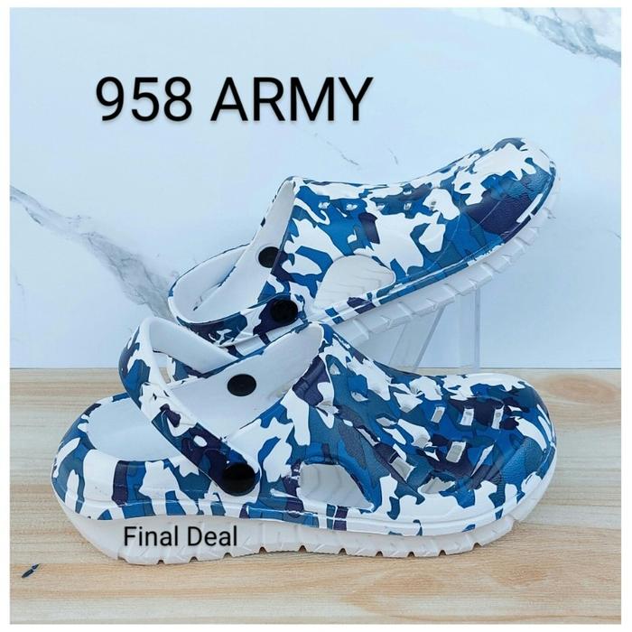 Sandal Kodok Printing Model Crocs, Sandal Medis, Sepatu Sendal Baim ARMY,  41