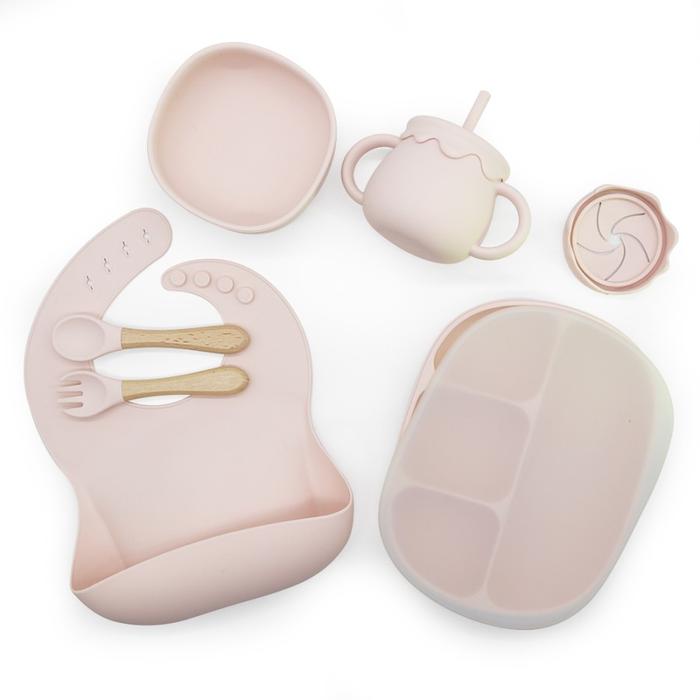 Gambar Feeding Set Silikon Set / Alat Makan Mangkok Piring Sendok Anak Bayi - BARELY PINK dari ModernMoms undefined Tokopedia