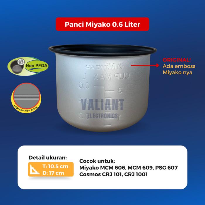 Gambar Panci Rice Cooker Magic Com Miyako 0,6 1,2 1,8 2,2 Liter (DIJAMIN ORI) - 0.6 Liter, Packing STANDAR dari Valiant Electronics TOP undefined Tokopedia