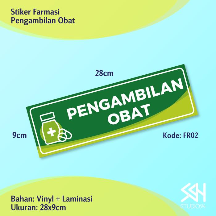 Gambar Sticker Sign Farmasi Stiker Penyerahan Pengambilan Resep Obat | Vinyl - FR02 - OBAT, Hijau dari Studio 94 undefined Tokopedia