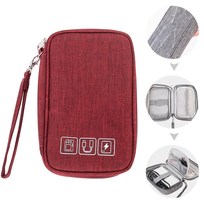 Gambar Tas Kabel Travel Cable Pouch Organizer Travel Bag Dompet Gadget USB - Maroon dari grosir.laris88 undefined Tokopedia