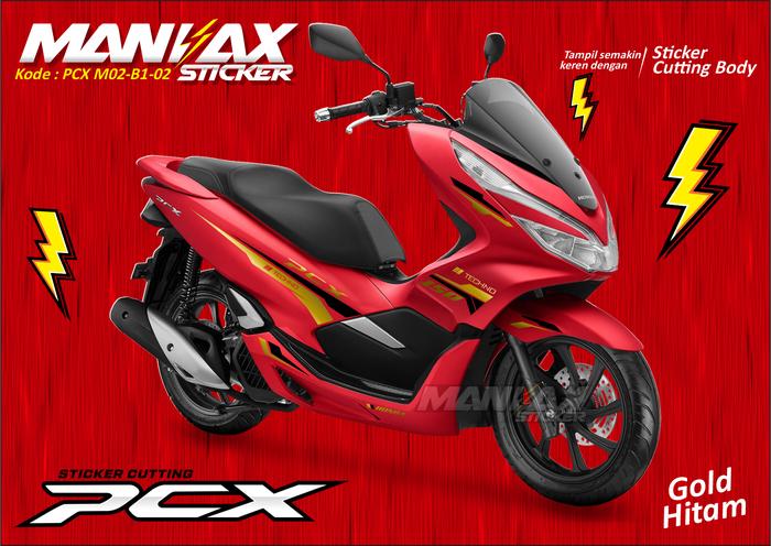 Gambar Cutting Sticker PCX 150 Striping PCX 150 Stiker PCX (Motor Merah) -M02 - GOLD HITAM, GLOSSY dari Maniax Sticker undefined Tokopedia