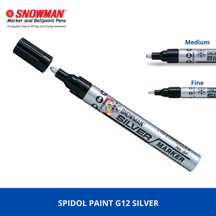 Gambar Spidol Permanent Paint Marker G12 Fine Tip Snowman Silver - Medium Silver dari Bali Stationery undefined Tokopedia