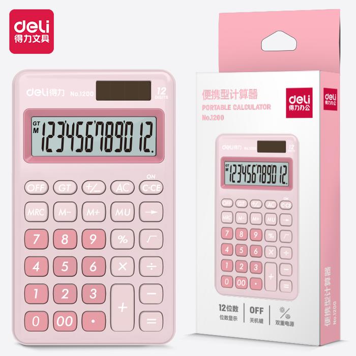 Gambar Deli Desktop Calculator/Kalkulator Meja Mini Portable Dual Power 1200 - Merah Muda dari Deli Stationery Indonesia undefined Tokopedia