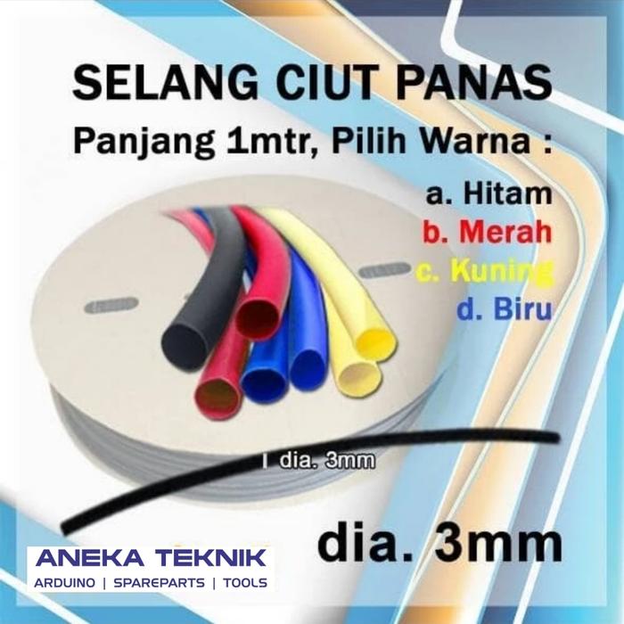 Gambar Selang Ciut/Selang Bakar Panjang 1 meter Diameter 3 mm - Merah dari Toko Aneka Teknik_NEW undefined 5 Tokopedia