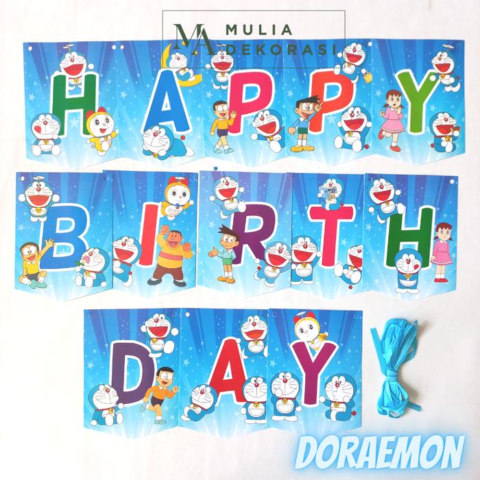 Gambar Bunting Flag Banner Happy Birthday 1 Set Motif Karakter Anak Lucu - Doraemon dari Mulia Dekorasi undefined Tokopedia