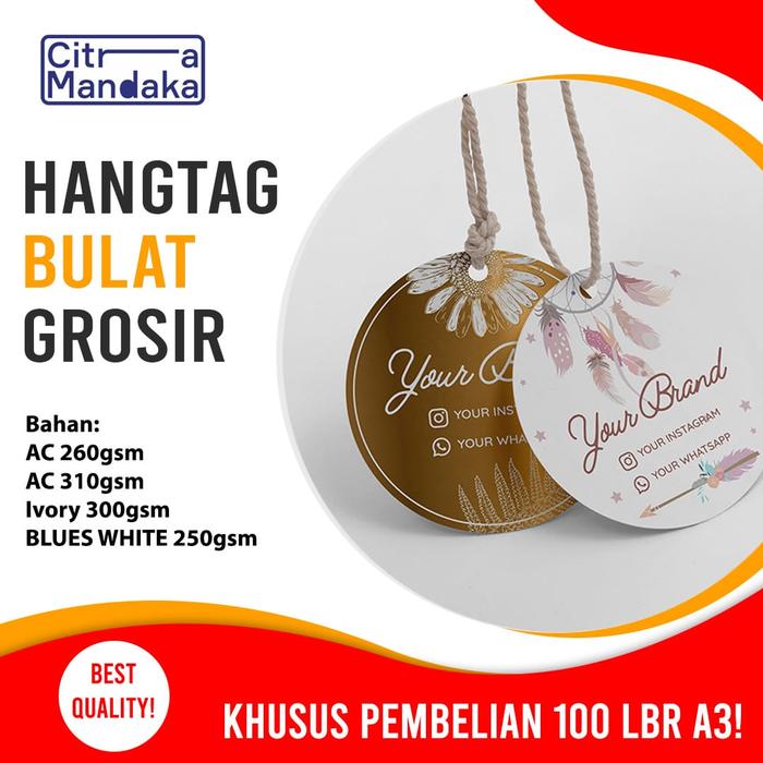 Gambar Hang Tag Bulat Label Baju Custom 1 Sisi Grosir A3 Tag Label Harga - Art Carton 310, Tanpa Laminasi dari Citra Mandaka Printing undefined Tokopedia