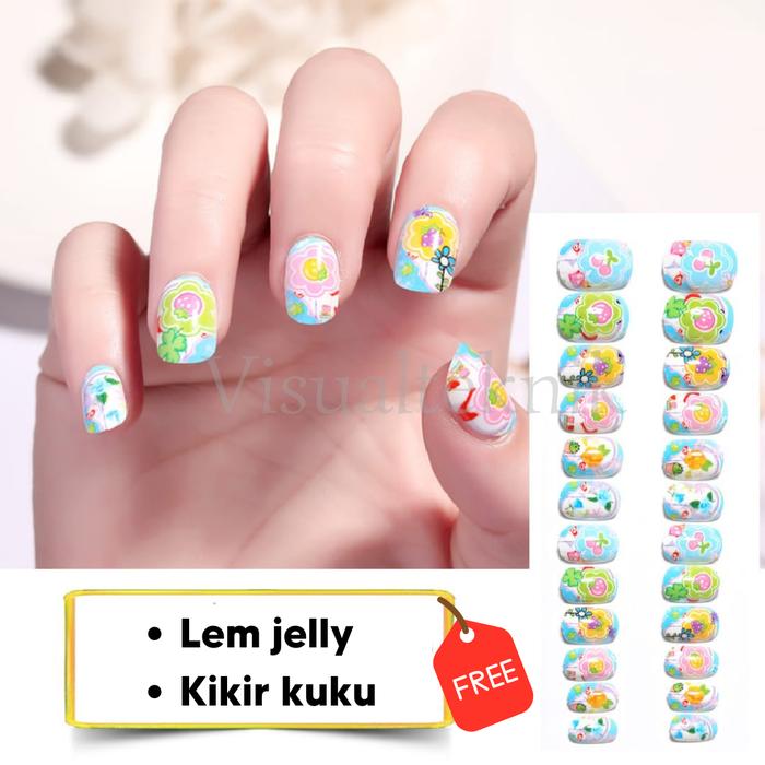 Gambar Kuku Palsu Anak Super Lucu Kuku Mainan Anak-anak Tinggal Tempel Isi 24 - Flower 3 dari visualteknik undefined Tokopedia