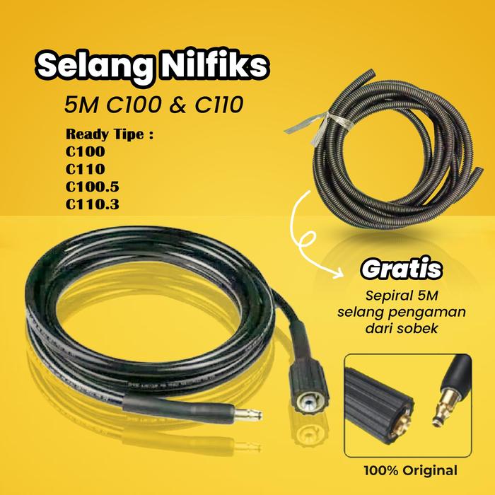 Gambar Selang 5 10 15 meter jet cleaner nilfisk Gratis spiral Pelindung - C110.3 5Meter dari SEKANTI BG-01 undefined Tokopedia