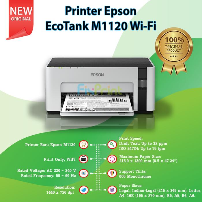 Gambar Epson EcoTank M1120 Printer Infus Hitam Putih Monochrome Wireless A4 - Original Ink dari FixPrint Semarang undefined Tokopedia