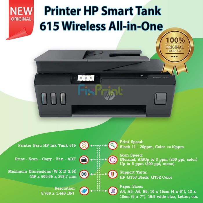 Gambar HP Smart Tank 615 Wireless All in One Smart Tank 615 - Original Ink dari FixPrint Semarang undefined Tokopedia