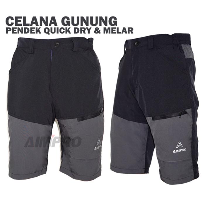 Gambar Celana Gunung Ringan Celana Pendek Hiking Trekking Outdoor Quickdry - HITAM ABU 05, XL dari AIMPRO INDONESIA undefined Tokopedia