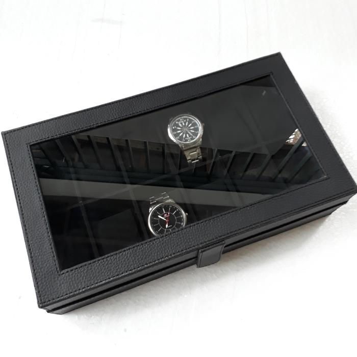 Gambar Box Jam - Kotak Jam Tangan - Tempat Jam Tangan Mocca Cream Isi 12 - Full Hitam dari Kerajinan Vinyl Jogja undefined Tokopedia