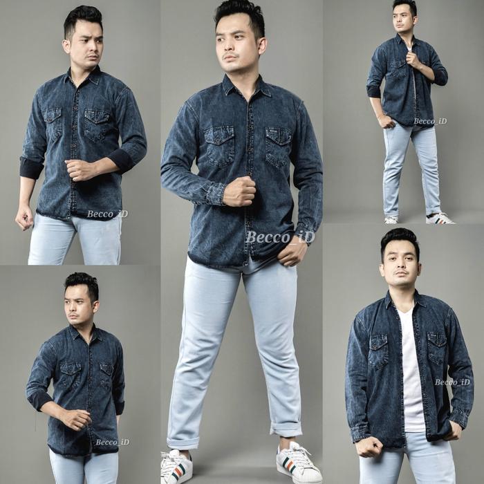 Gambar KEMEJA JEANS PRIA LENGAN PANJANG/KEMEJA JEANS DENIM MURAH - Foto 1, M dari centralized_id undefined Tokopedia