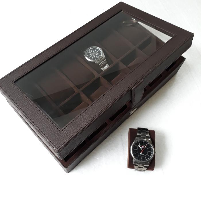 Gambar Box Jam - Kotak Jam Tangan - Tempat Jam Tangan Mocca Cream Isi 12 - Full Coklat dari Kerajinan Vinyl Jogja undefined Tokopedia