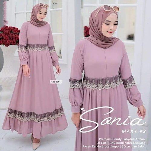 Gambar Baju Gamis Wanita SONIA MAXI Dress/Fashion Muslim Dress Kondangan/Milo - Rosemil dari Natasil olshop undefined Tokopedia
