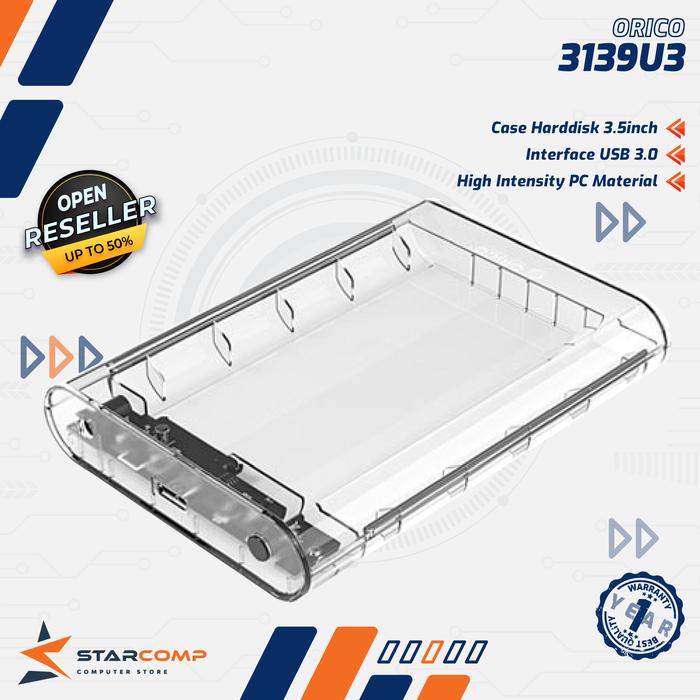 Gambar Orico 3139U3 Transparent - Harddisk Enclosure 3.5" SATA To USB 3.0 dari Starcomp Origin undefined Tokopedia