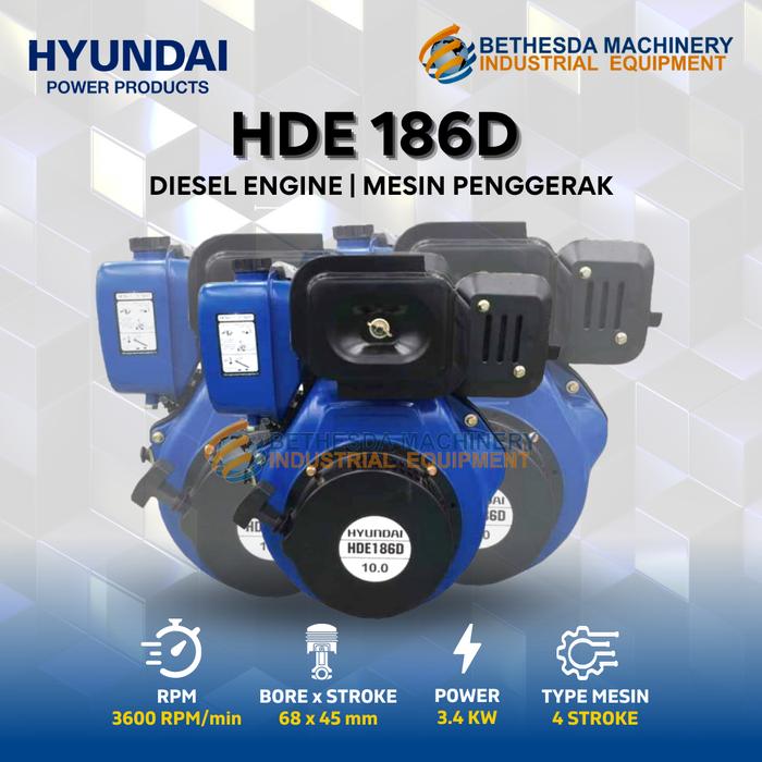 Gambar Mesin penggerak bensin 4.6 HP 25hp Hyundai diesel engine 4-Tak HDE 186 - HDE 186D dari Engineering Machine undefined Tokopedia