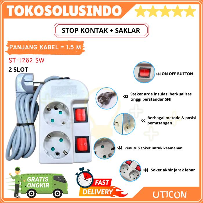 Gambar Colokan / Stop Kontak UTICON dengan Individual Switch / Saklar ON OFF - 2 LUBANG dari tokosolusindoo undefined Tokopedia