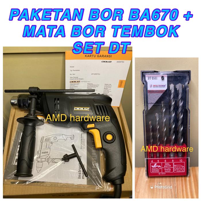 Gambar MESIN BOR TEMBOK BETON BESI IMPACT DRILL 13mm DOLIZ BA670 Bolak Balik - +Mata Bor DT 5p dari AMD hardware undefined Tokopedia