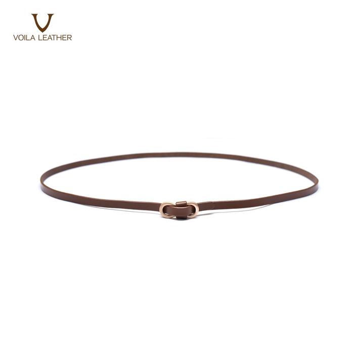 Gambar Ikat Pinggang Wanita Kulit Asli Slim Voila Freja - Brown dari Voila Leather undefined Tokopedia