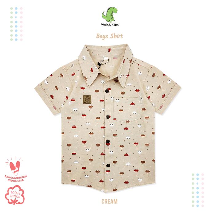 Gambar Wakakids Baju Atasan Kemeja Anak Laki Laki Usia 1-7 Tahun Shirt 4074 - Cream, 2 dari Wakakids undefined Tokopedia